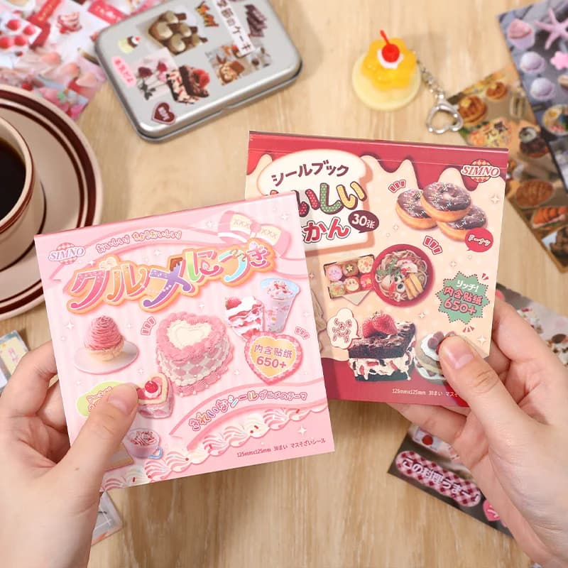 30sheets Kawaii Japanese Showa Cuisine Series Flash Film Die Cutting Sticker Book DIY Scrapbook Diary Album Aesthetic Stationery