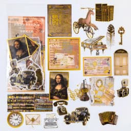 60pcs/1lot Kawaii Stationery Stickers Renaissance Gold Diary Planner Decorative Mobile Stickers Scrapbooking DIY Craft Stickers