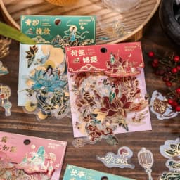 40pcs Retro Chinese style Decorative Waterproof Stickers Scrapbooking Label Diary Stationery Album Phone Cup Journal Planner