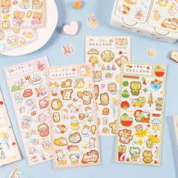 1pc/pack Animal Series Bronzing Stickers Cute Set Pink Rabbit Heart Beat Creative Hand Account Decorative Stickers Sheet