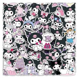 (50 Pieces) Cute Kuromi Cartoon Sticker Pack Waterproof DIY Laptop Phone Case Kawaii Sanrio Anime Stickers Decals