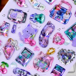3 pcs/6pcs Colorful Cartoon Crystal Sweet Candy Stickers Scrapbooking Diy Journal Cute Sticker Stationery Decor School Gift
