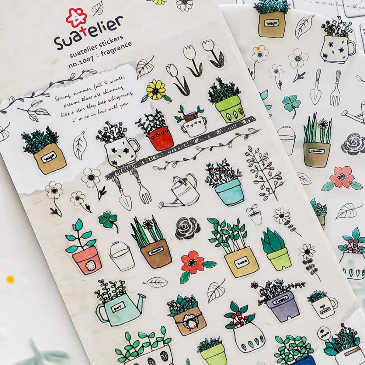 Korean Import Suatelier Potted Plant PVC Stickers DIY Scrapbooking Journey Diary Stationery Stickers School Supplies