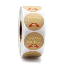 50-500pcs Handmade With Love Kraft Paper Stickers 25mm Round Adhesive Labels Baking Wedding Decoration Party Decoration Sticker
