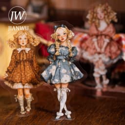 JIANWU Sweet Dress Girl Series Vintage Character Landscape Material Collage Scrapbooking PET Sticker Creative Journal Stationery