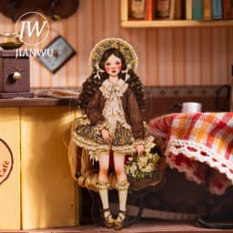 JIANWU Sweet Dress Girl Series Vintage Character Landscape Material Collage Scrapbooking PET Sticker Creative Journal Stationery