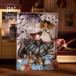 JIANWU Sweet Dress Girl Series Vintage Character Landscape Material Collage Scrapbooking PET Sticker Creative Journal Stationery