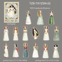 JIANWU Sweet Dress Girl Series Vintage Character Landscape Material Collage Scrapbooking PET Sticker Creative Journal Stationery