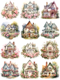12Pcs/Pack Garden Seaside Villa Sticker DIY Craft Scrapbooking Album Junk Journal Decorative Stickers