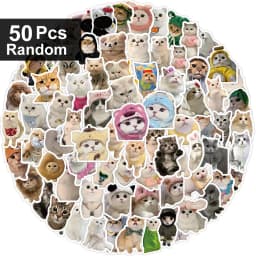 10/500/1000pcs Funny Cute Cat MEME Animals Stickers Kawaii Decals Scrapbooking Notebook Luggage Laptop Skateboard Sticker Toy