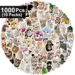10/500/1000pcs Funny Cute Cat MEME Animals Stickers Kawaii Decals Scrapbooking Notebook Luggage Laptop Skateboard Sticker Toy