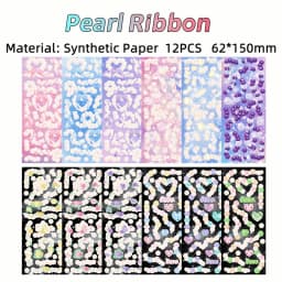 12PCS Korean Aesthetic Journal Stickers Pack Wholesale Kpop Toploader Decoration Scrapbooking Supply Cute Holographic Deco Seal