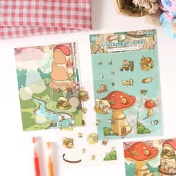 JIAMEI Kawaii 3D Miniature Scene Cartoon Pocket Cabin Landscape Stickers DIY Handmade Stacking Scrapbook Album Sticker