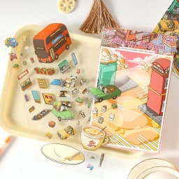 JIAMEI Kawaii 3D Miniature Scene Cartoon Pocket Cabin Landscape Stickers DIY Handmade Stacking Scrapbook Album Sticker
