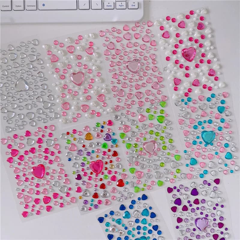 1/10pcs Acrylic Diamond Heart Stickers for Phone DIY Decoration Cute Small Glitter Crafts Scrapbooking