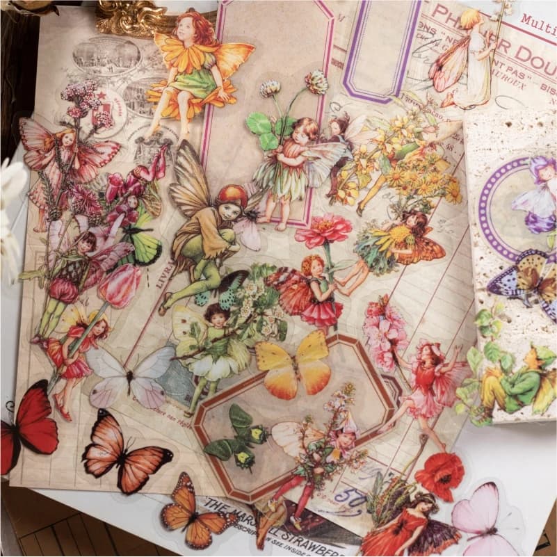 50pcs Fairy Tale Forest Series Retro Fairy Tale Handbook Decorative PET Stickers DIY Diary Scrapbook Aesthetic Stickers
