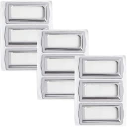 9Pcs Self Adhesive Metal Bookplates for Books Card Horizontal Clip Label Holders Metal Drawer Tag Silver Label Plate for Office