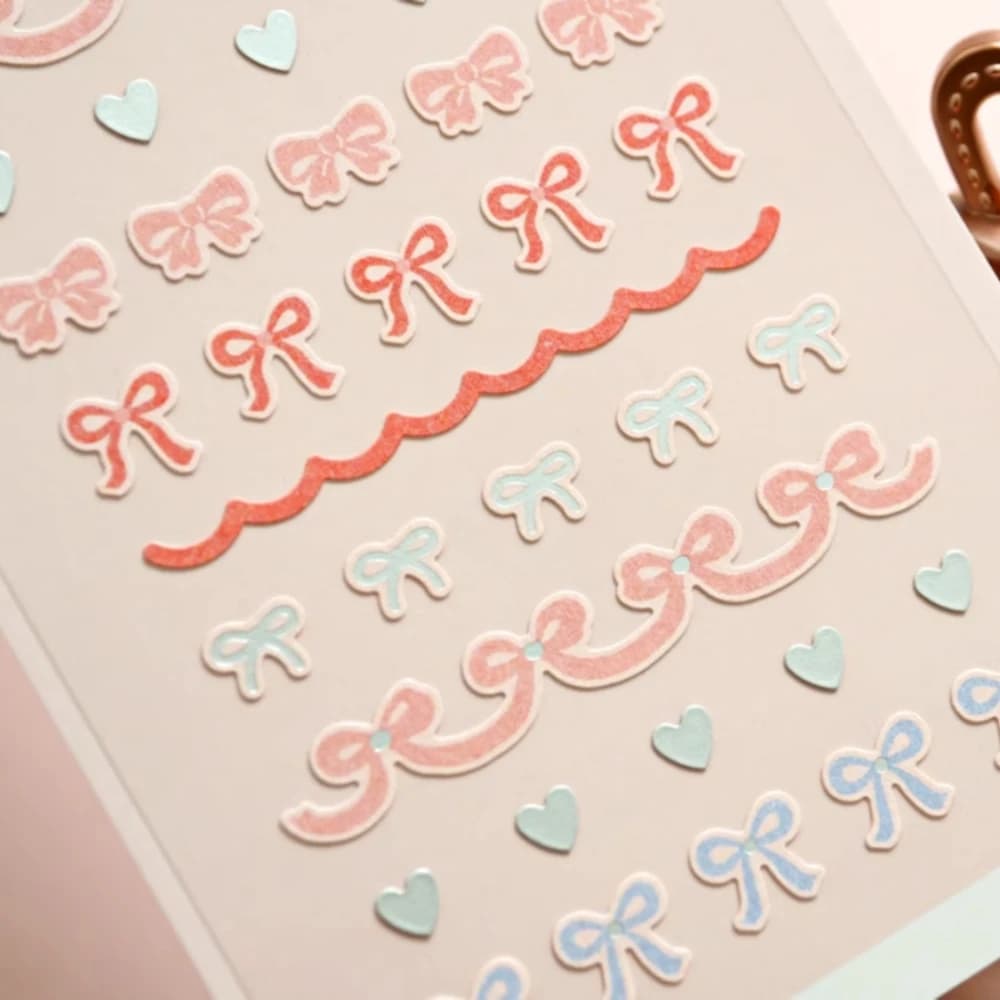 Korean Import Brand Suatelier Pink Silk Ribbon Bow Tie Mini Sticker Scrapbooking Diy Journaling Diary Stationery Sticker 121