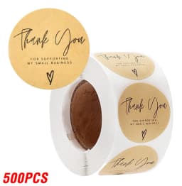 500pcs Vintage Kraft Paper Stickers Scrapbook Gift Stationery Label Stickers Handmade With Love Thank You For The Stickers