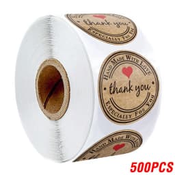 500pcs Vintage Kraft Paper Stickers Scrapbook Gift Stationery Label Stickers Handmade With Love Thank You For The Stickers