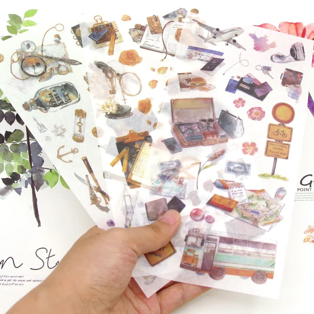 3Sheets Travel Stationery Stickers Cute Decorative Stickers Set Scrapbooking Diary Planner DIY Notebook Phone