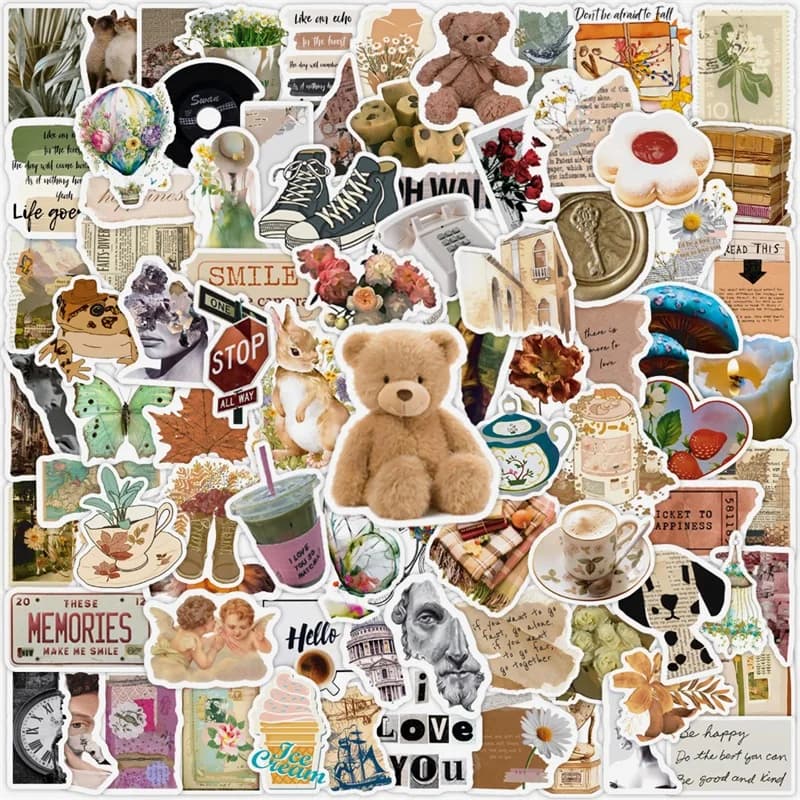 10/30/50/100PCS Art Life Cartoon Sticker Aesthetic PVC Decoration Stationery Scrapbooking School Supplies