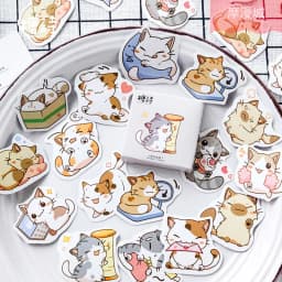 45 Pcs/Box My Naughty Cats Kawaii Mini Paper Sticker Diy Diary Album Scrapbooking Decoration School Supplies Stationery Stickers