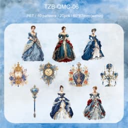 JIANWU Qimeng Chang Series Vintage Clock Character Landscape Material Collage PET Sticker Creative DIY Journal Stationery