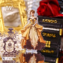 JIANWU Qimeng Chang Series Vintage Clock Character Landscape Material Collage PET Sticker Creative DIY Journal Stationery
