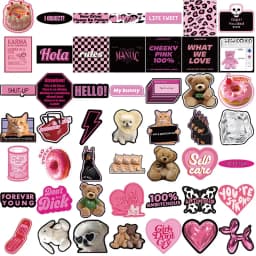 10/30/55PCS Cute Black Pink Word Decoration Scrapbooking PVC Sticker Aesthetic Stationery School Supplies