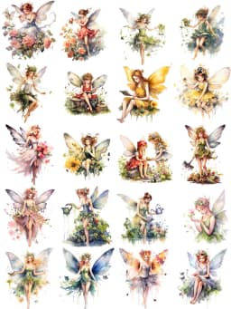 20Pcs/Pack Pink Flower Fairy Elf Sticker DIY Craft Scrapbooking Album Junk Journal Decorative Stickers