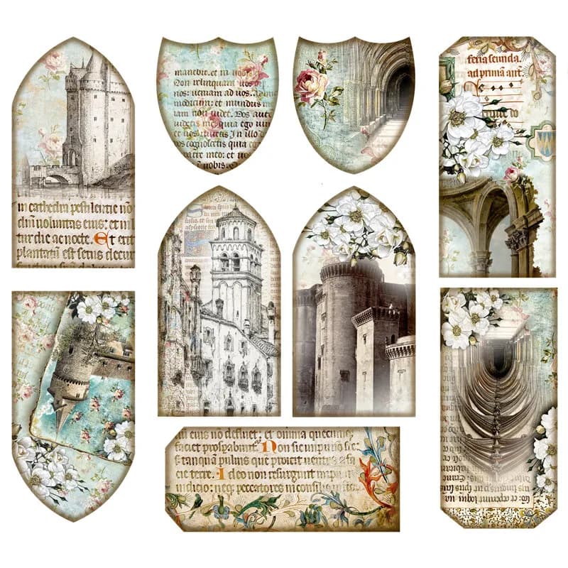 1Pack Retro Vintage Medieval Monument Sticker DIY Craft Scrapbooking Album Junk Journal Decorative Stickers