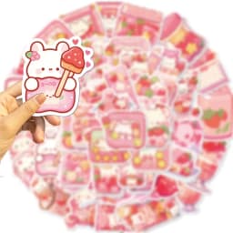 10/30/50PCS Cute Pink Food PVC Sticker Aesthetic Decoration Scrapbooking Korean Stationery Supplies