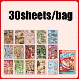 30Pcs/bag Japanese Vintage Sticker Kawaii Retro Sticker Book for Scrapbooking Diary Planner Decoration Office School Stationery