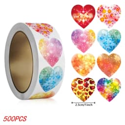 50-500pcs 1inch Red Heart Stickers for Valentine's Day Baking Packaging Sticker Envelope Seals Love Decorative Stickers