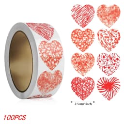 50-500pcs 1inch Red Heart Stickers for Valentine's Day Baking Packaging Sticker Envelope Seals Love Decorative Stickers