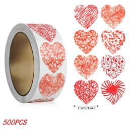 50-500pcs 1inch Red Heart Stickers for Valentine's Day Baking Packaging Sticker Envelope Seals Love Decorative Stickers