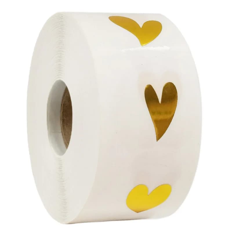 500 Pcs/roll Transparent Gold Heart Adhesive Sticker Cute Sealing Label Sticker for Envelope Gift Decor Stationery Sticker
