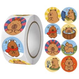 500Pcs Capybara Stickers Roll 1'' Cute Animal Stickers for Kids Stickers,Teacher Reward Supplies Colorful Stickers for Classroom