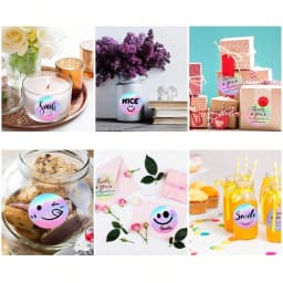 500Pcs /Roll 2.5cm Laser Smile Sticker Reward Decorative Gift Series Self-Adhesive Stationery Sticker Labels