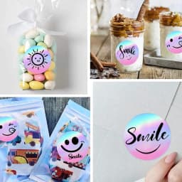500Pcs /Roll 2.5cm Laser Smile Sticker Reward Decorative Gift Series Self-Adhesive Stationery Sticker Labels