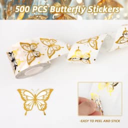 500Pcs Gold Butterfly Stickers,Gold Foil Envelope Seals Stickers,Spring Butterfly Labels Stickers for Wedding Invitation,1 inch