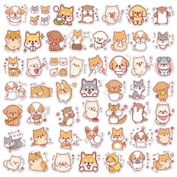 50 pcs/set Kawaii Fluffy Dog PVC Waterproof Stickers Cute Scrapbooking Diy Journaling Diary Stationery Sticker Gift Decor