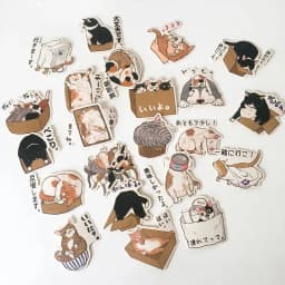 22pcs Cute Cat Kids Fun Paper Stickers Homemade Bookkeeping Decals on Laptop / Decorative Scrapbooking / DIY Paper