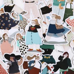 23pcs Fat Girl Daily Hand Account Cute Cartoon Sticker Hand Account Diy Album Waterproof Translucent Decorative Stickers