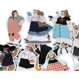 23pcs Fat Girl Daily Hand Account Cute Cartoon Sticker Hand Account Diy Album Waterproof Translucent Decorative Stickers