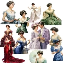 Stickers Hand-painted Vintage Victorian Palace Dress Ladies Gentlemen Stickers DIY Scrapbook Diary Decoration Vintage Journal