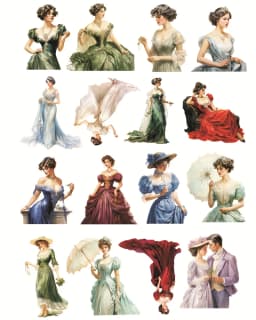 Stickers Hand-painted Vintage Victorian Palace Dress Ladies Gentlemen Stickers DIY Scrapbook Diary Decoration Vintage Journal