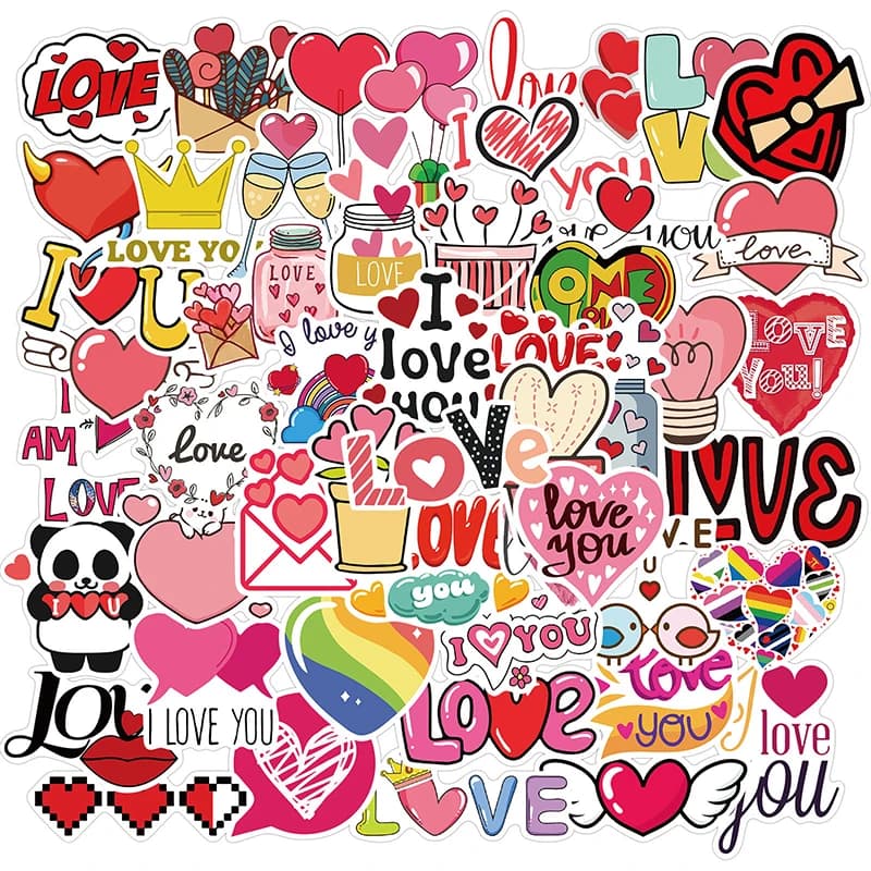 10/30/50PCS Cute Love Sticker Aesthetic PVC Sketchbook Decoration Scrapbooking School Stationery Supplies
