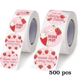500pcs Strawberry Thank You Stickers，DIYAdhesive Labels Envelope Gift Sealing Stickers Birthday Party Cupcake Decoration Sticker